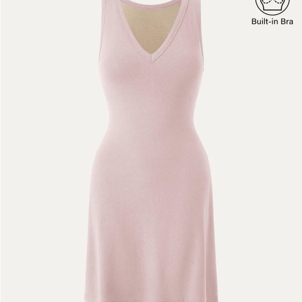 OGL Pink Sleeveless V-Neck Sheath Mini Dress SIZE M - Picture 2 of 3
